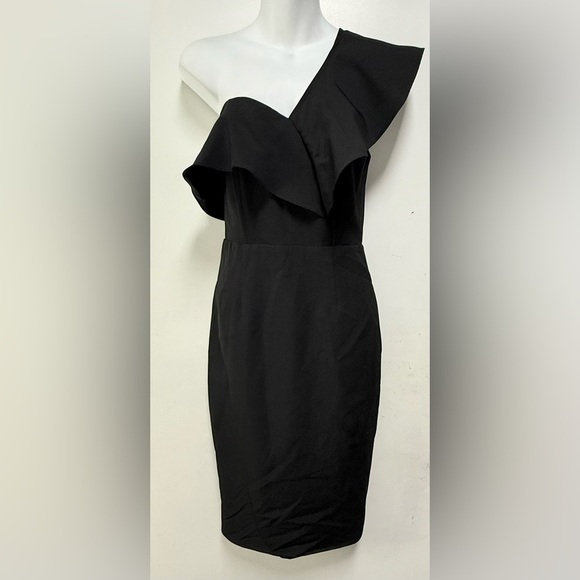 Black Asymmetrical One-Shoulder Cocktail Dress - Picture 1 of 8